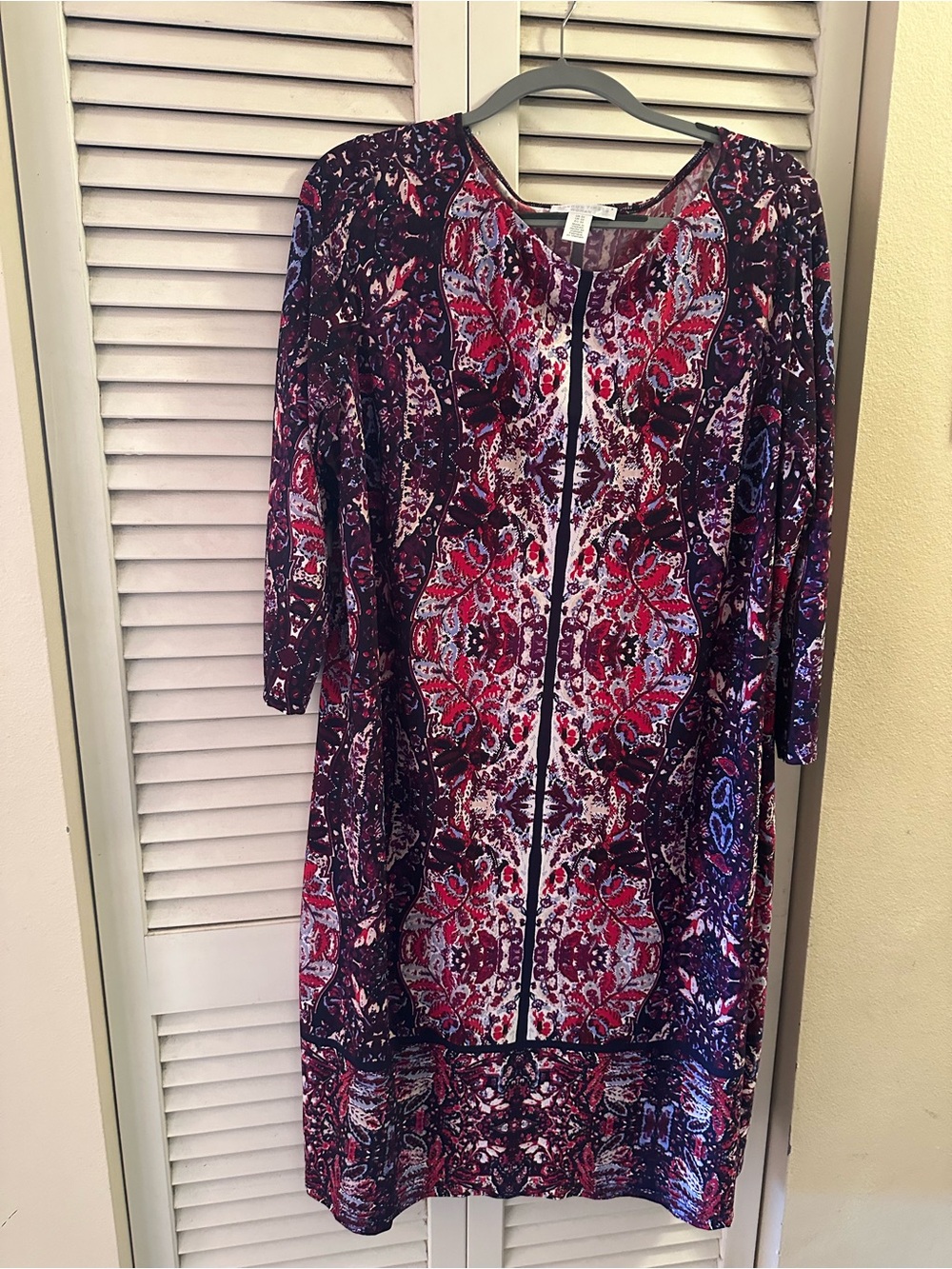 London Times Pink and Purple Printed Midi Dress